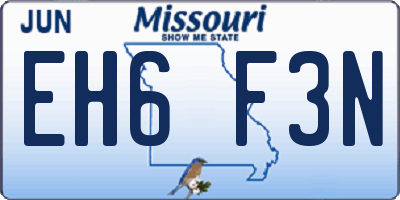 MO license plate EH6F3N