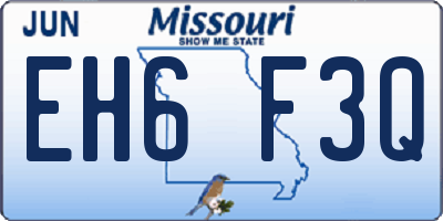 MO license plate EH6F3Q