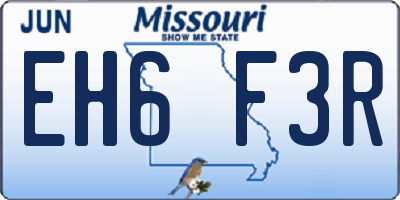 MO license plate EH6F3R