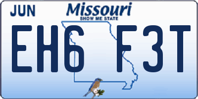 MO license plate EH6F3T