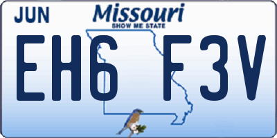 MO license plate EH6F3V
