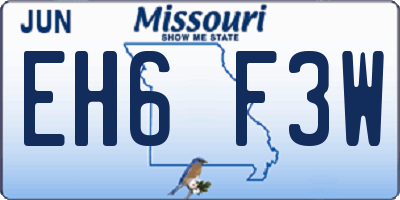 MO license plate EH6F3W