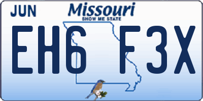 MO license plate EH6F3X
