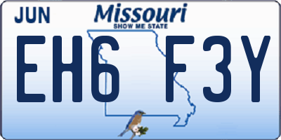 MO license plate EH6F3Y