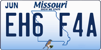 MO license plate EH6F4A