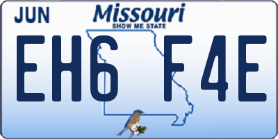 MO license plate EH6F4E