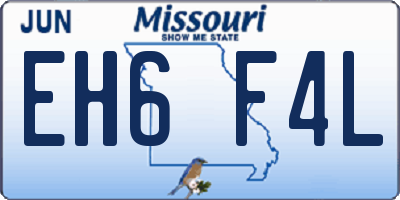 MO license plate EH6F4L