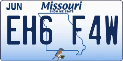 MO license plate EH6F4W