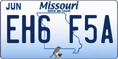 MO license plate EH6F5A