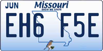 MO license plate EH6F5E