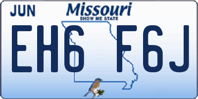 MO license plate EH6F6J