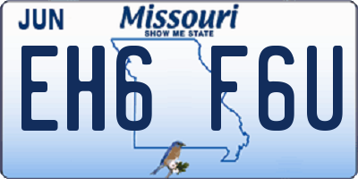 MO license plate EH6F6U