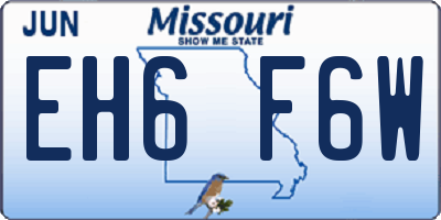 MO license plate EH6F6W