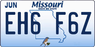 MO license plate EH6F6Z
