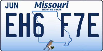 MO license plate EH6F7E