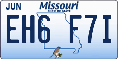 MO license plate EH6F7I