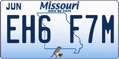 MO license plate EH6F7M