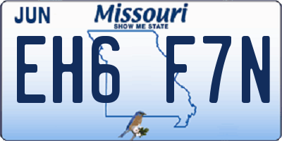MO license plate EH6F7N