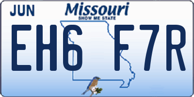 MO license plate EH6F7R