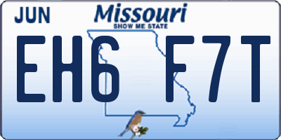 MO license plate EH6F7T