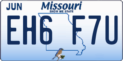 MO license plate EH6F7U