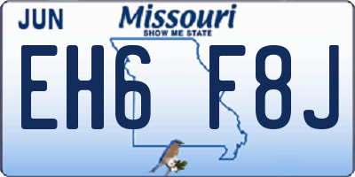 MO license plate EH6F8J