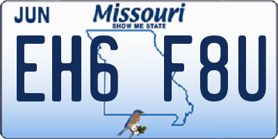 MO license plate EH6F8U