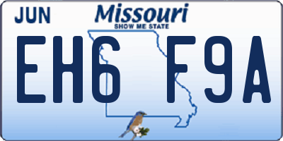 MO license plate EH6F9A