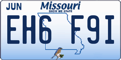MO license plate EH6F9I