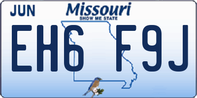 MO license plate EH6F9J