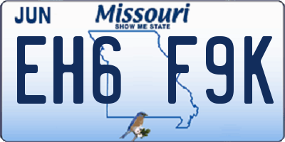 MO license plate EH6F9K