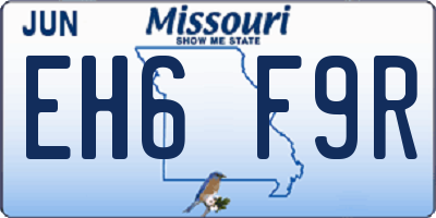 MO license plate EH6F9R