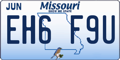 MO license plate EH6F9U
