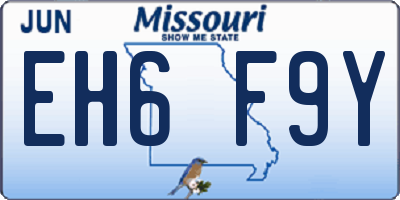 MO license plate EH6F9Y
