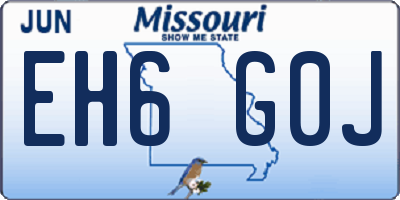 MO license plate EH6G0J