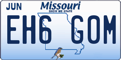 MO license plate EH6G0M