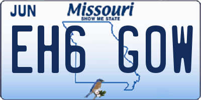 MO license plate EH6G0W