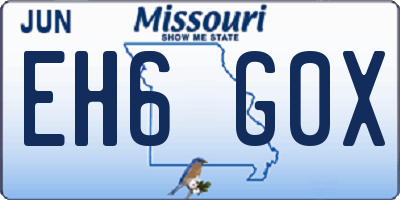 MO license plate EH6G0X
