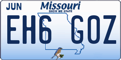 MO license plate EH6G0Z