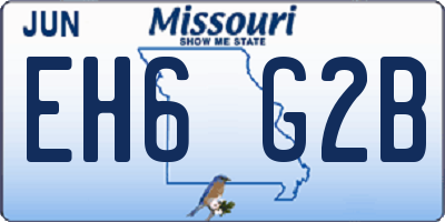 MO license plate EH6G2B