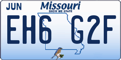 MO license plate EH6G2F