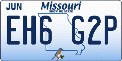 MO license plate EH6G2P