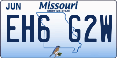 MO license plate EH6G2W