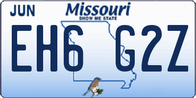 MO license plate EH6G2Z