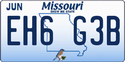 MO license plate EH6G3B