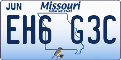 MO license plate EH6G3C
