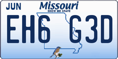 MO license plate EH6G3D