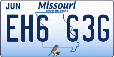 MO license plate EH6G3G