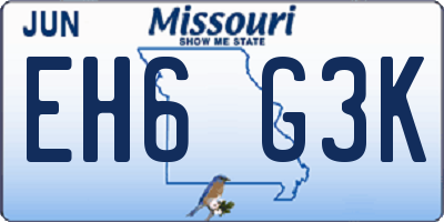 MO license plate EH6G3K