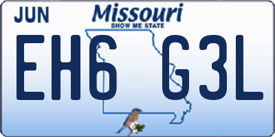 MO license plate EH6G3L